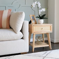 Cassie Cane and Wood Nightstand