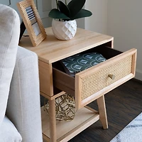 Cassie Cane and Wood Nightstand