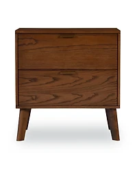 Hudson Walnut Brown Wood 2-Drawer Nightstand