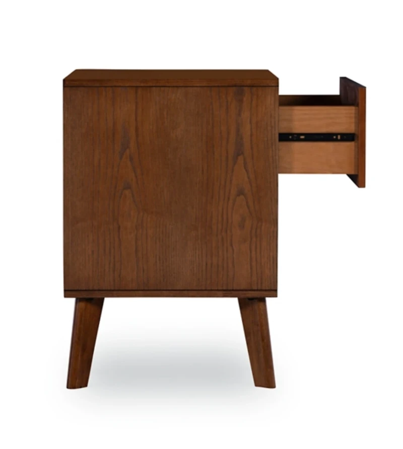 Hudson Walnut Brown Wood 2-Drawer Nightstand