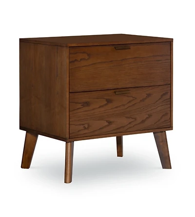 Hudson Walnut Brown Wood 2-Drawer Nightstand