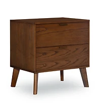 Hudson Walnut Brown Wood 2-Drawer Nightstand