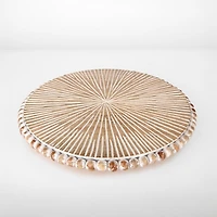 Whitewash Beaded Wood Lazy Susan