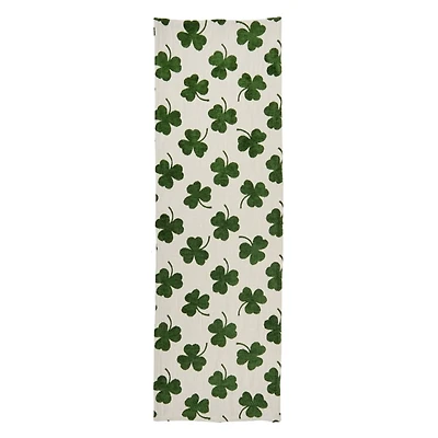 Embroidered Green Clover Table Runner