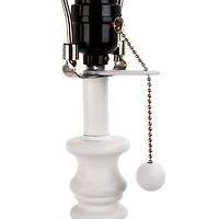 White Spindle Buffet Lamp with Rattan Shade