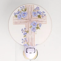Blue Floral Cross Night Light