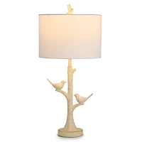 Ivory Birds on Branch Table Lamp
