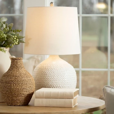 Ivory Ceramic Rope Table Lamp