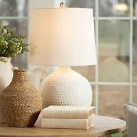 Ivory Ceramic Rope Table Lamp