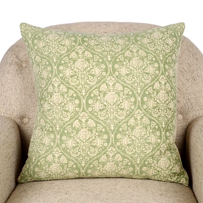 Mave Light Green Quilted Pillow