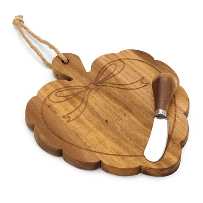 Acacia Wood Ruffle Heart Serving Board with Knife