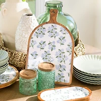 Natural Wood Hydrangea Print Serving Board