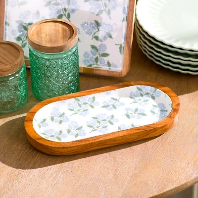 Natural Wood Hydrangea Serving Platter
