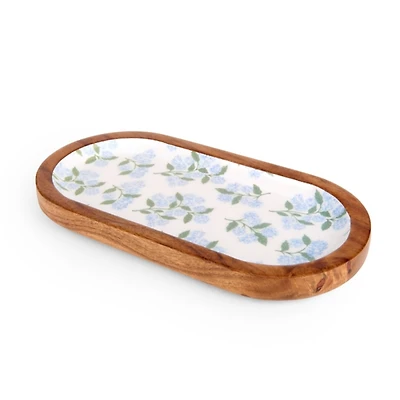 Natural Wood Hydrangea Serving Platter
