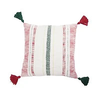Traditional Striped Cotton Slub Christmas Pillow