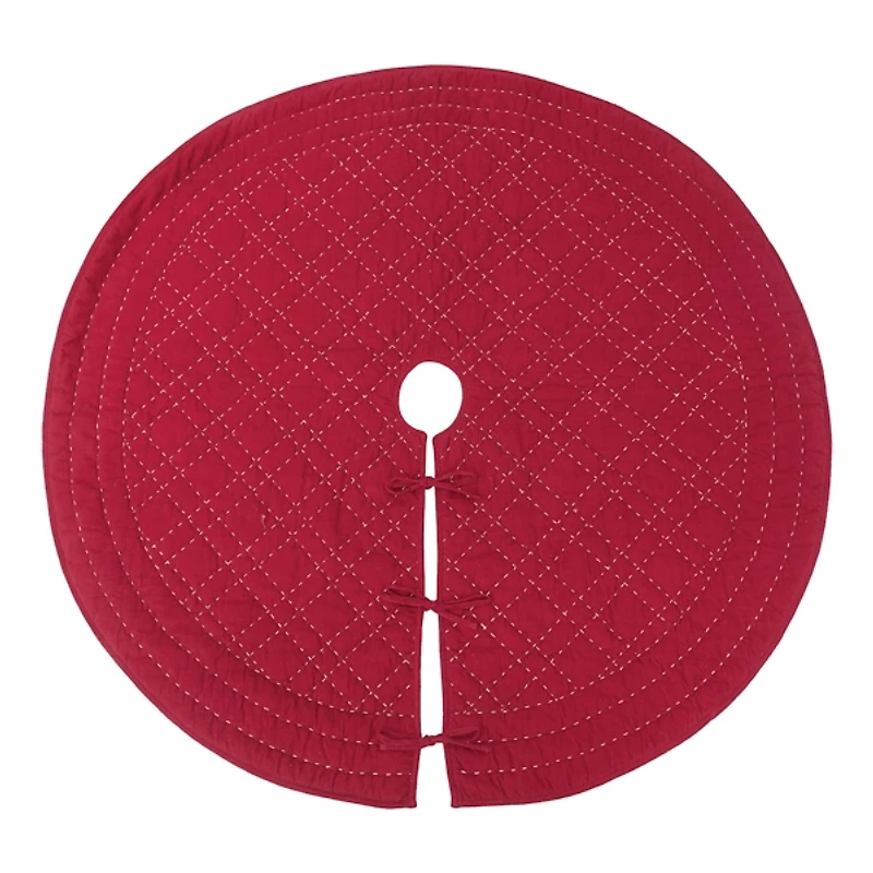 Red Quilted Christmas Tree Skirt