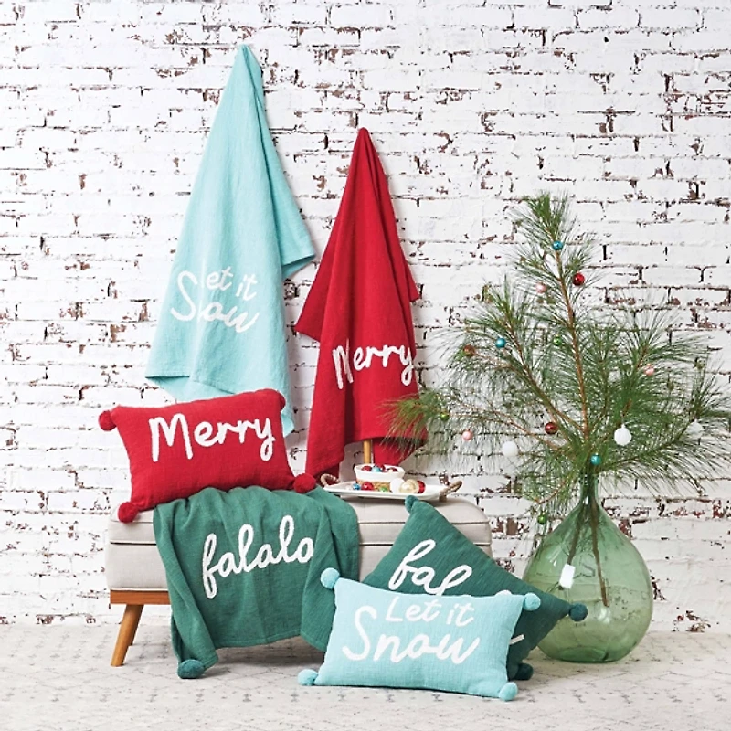 Green Fa La La Christmas Pillow