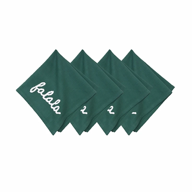 Green Fa La La Christmas Napkins, Set of 4