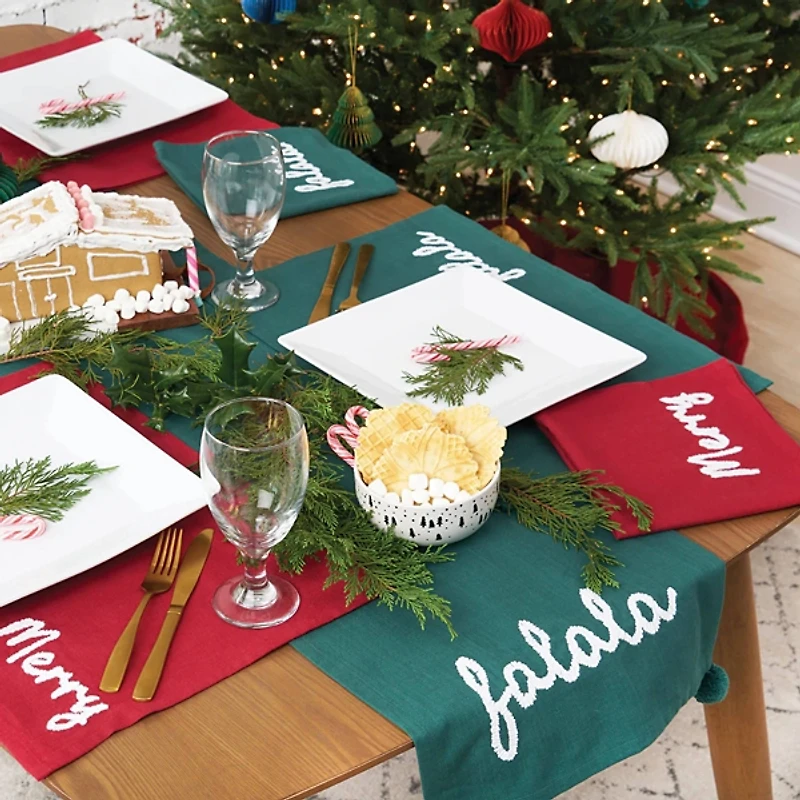 Green Fa La La Christmas Placemats, Set of 4