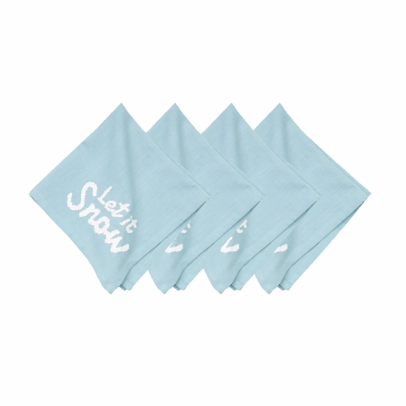 Light Blue Let it Snow Christmas Napkins, Set of 4