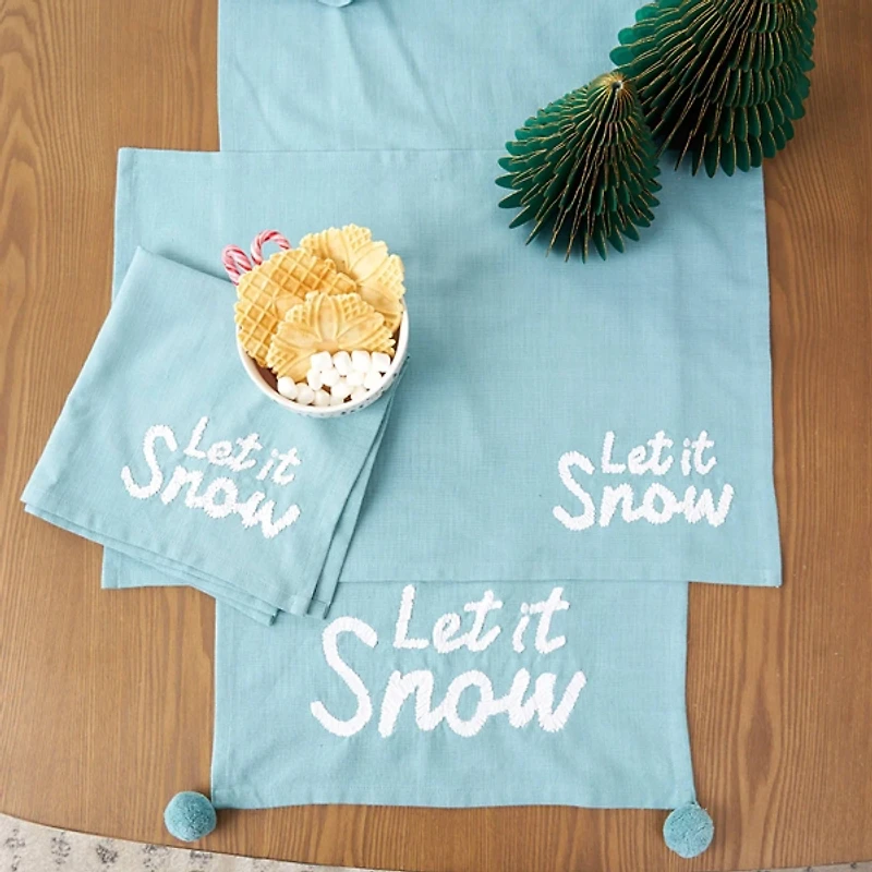 Light Blue Let it Snow Christmas Napkins, Set of 4