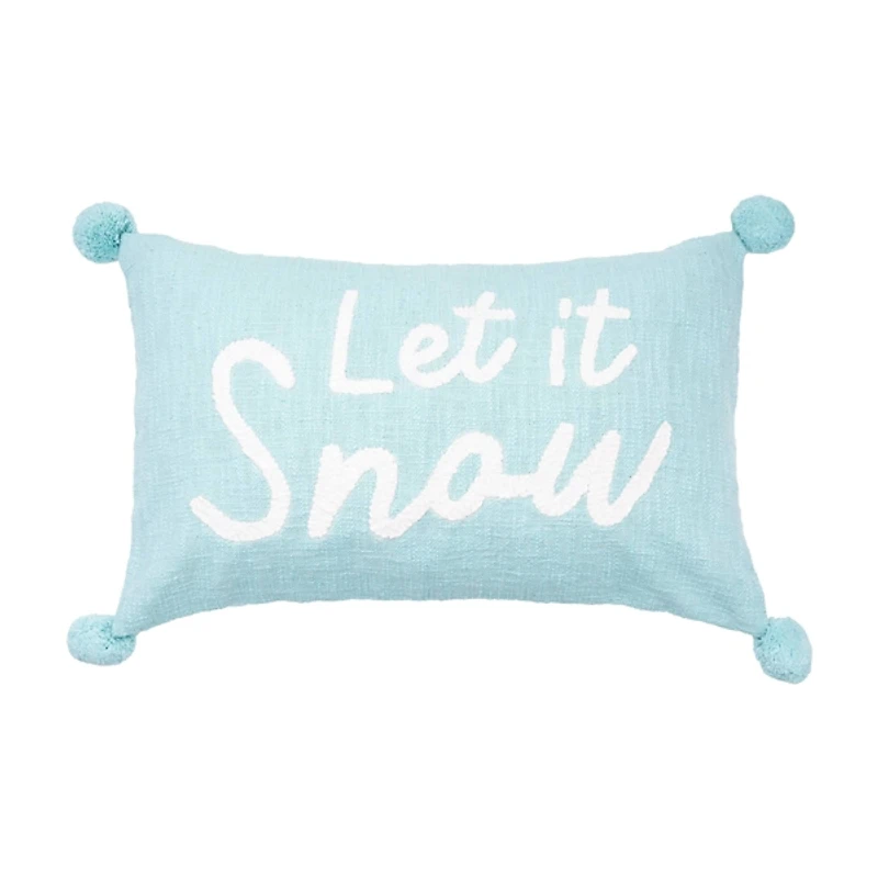 Light Blue Let it Snow Christmas Pillow