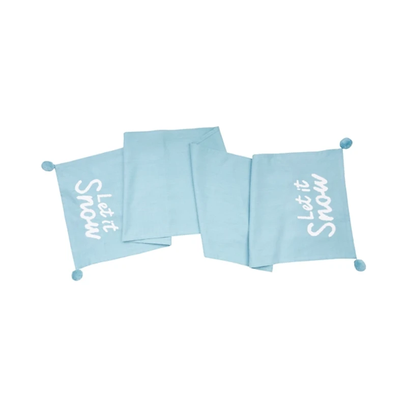 Light Blue Let it Snow Christmas Table Runner