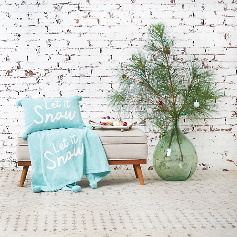 Light Blue Let it Snow Christmas Throw