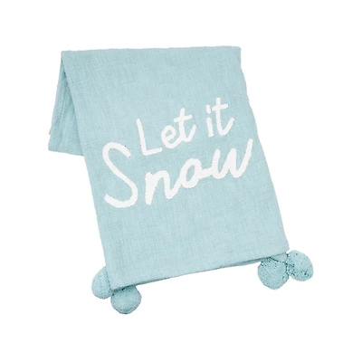 Light Blue Let it Snow Christmas Throw