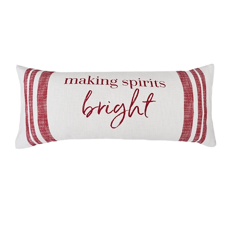 Making Spirits Bright Striped Christmas Pillow