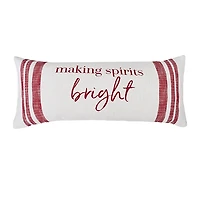 Making Spirits Bright Striped Christmas Pillow