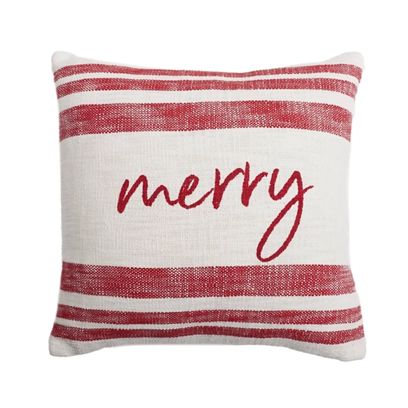 Traditional Red Merry Christmas Pillow