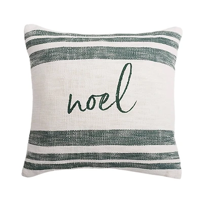 Traditional Green Noel Christmas Pillow