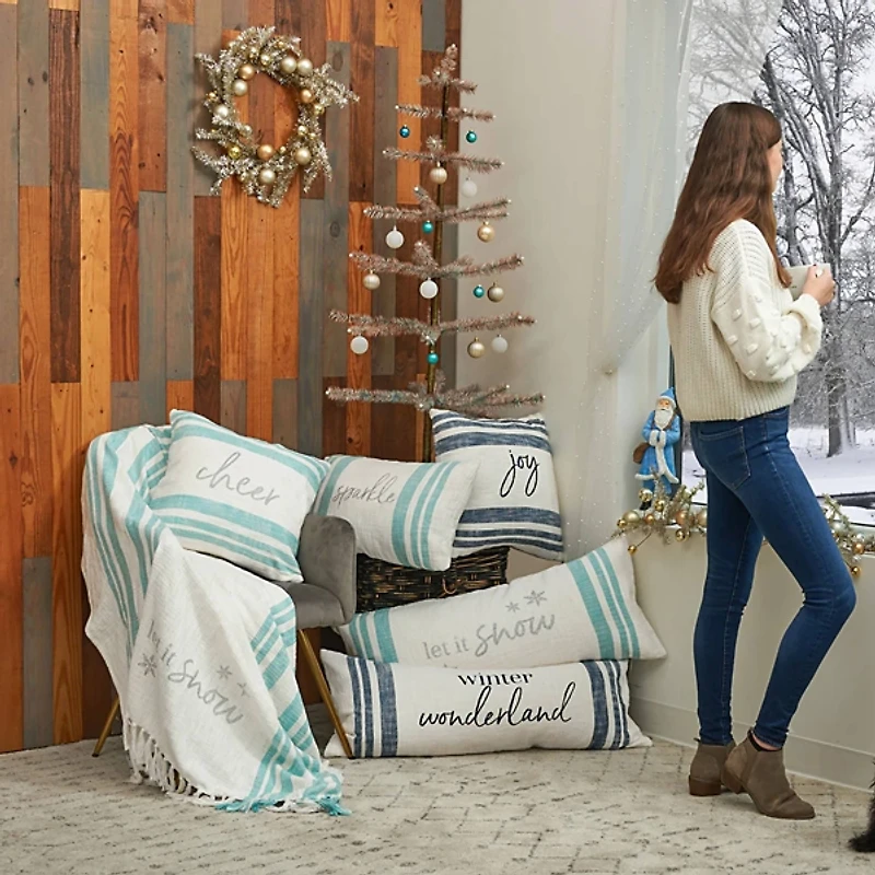 Navy Winter Wonderland Christmas Pillow
