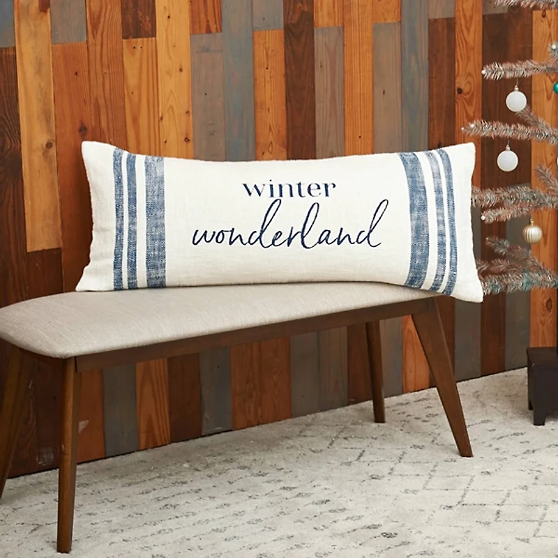 Navy Winter Wonderland Christmas Pillow