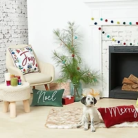 Green Velvet Noel Beaded Christmas Pillow