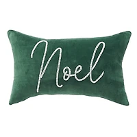 Green Velvet Noel Beaded Christmas Pillow