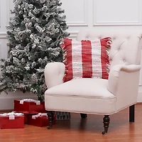 Red Woven Plaid Christmas Pillow