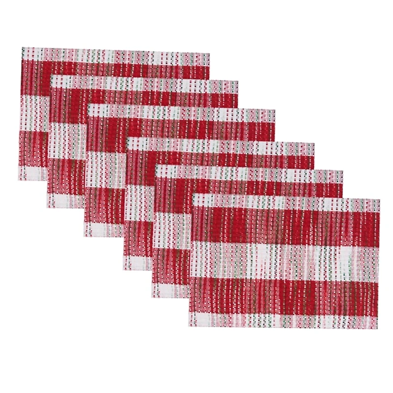 Red Woven Plaid Christmas Placemats, Set of 6
