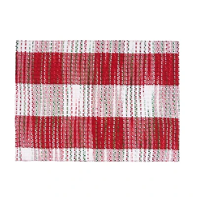 Red Woven Plaid Christmas Placemats, Set of 6