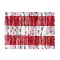 Red Woven Plaid Christmas Placemats, Set of 6