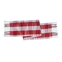 Red Woven Plaid Christmas Table Runner