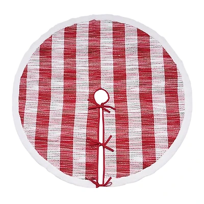 Red Woven Plaid Christmas Tree Skirt