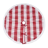 Red Woven Plaid Christmas Tree Skirt