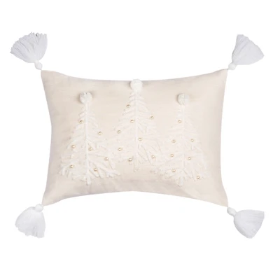 Cream Christmas Tree Trio Lumbar Pillow