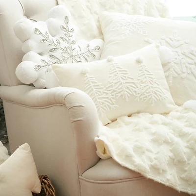 Cream Christmas Tree Trio Lumbar Pillow