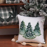 Evergreen Tree Trio Christmas Pillow