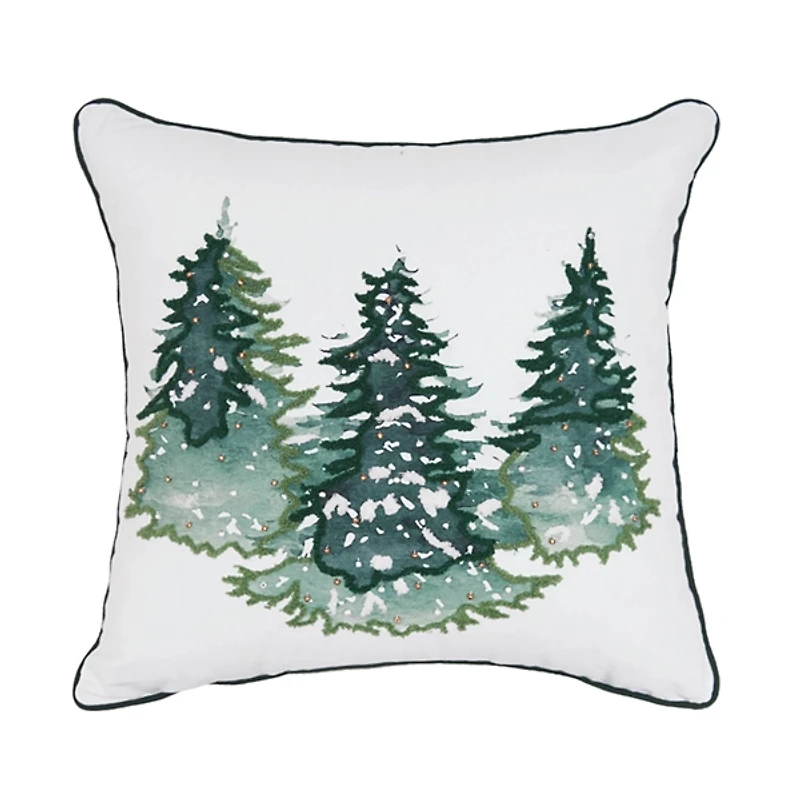 Evergreen Tree Trio Christmas Pillow