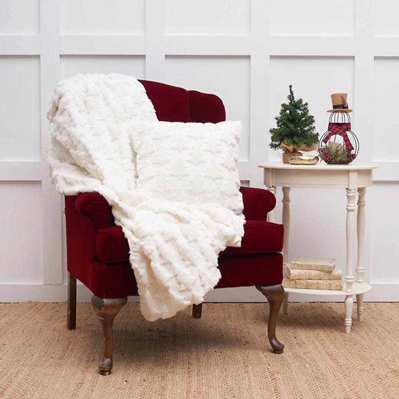 White Frosted Trees Christmas Pillow