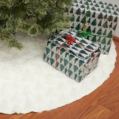 White Frosted Trees Christmas Tree Skirt